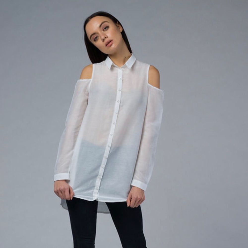 IMAIMA - TIARA - POLO NECK CUT OUT SHOULDERS 50% SILK/50% COTTON - US SIZE 6